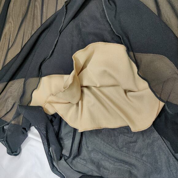 Vintage Y2K Ariella Black Sheer Mesh Ruched Fit & Flare Dress Medium Whimsigoth - Picture 6 of 11